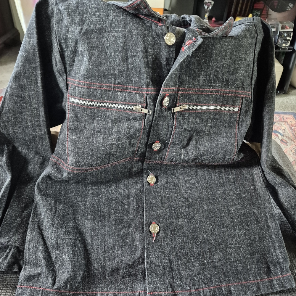 Annie Black Jean Jacket with Red Stitching - Picture 3 of 8